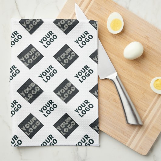 2 Logo's Diagonal Repeating Logo | White Theedoek (Quarter Fold)