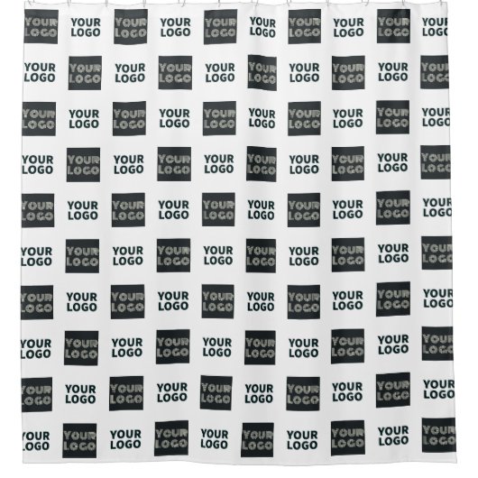 2 Logo's eenvoudige herhalende Logo | Wit Douchegordijn (Voorkant)