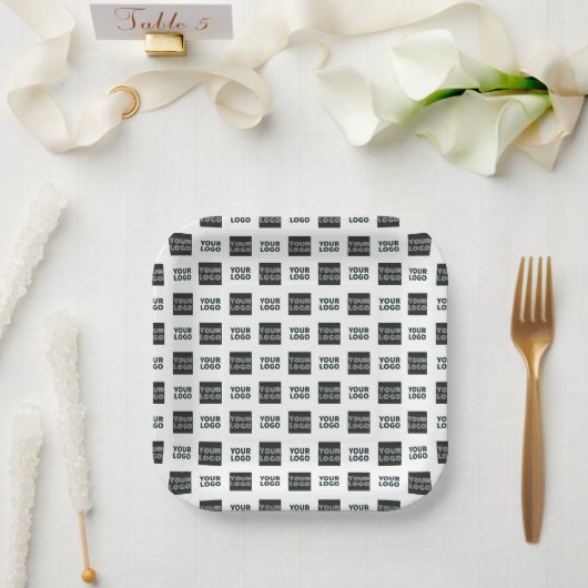 2 Logo's eenvoudige herhalende Logo | Wit Papieren Bordje (Huwelijk)