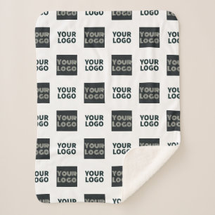 2 Logo's eenvoudige herhalende Logo Wit Sherpa Deken