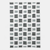 2 Logo's eenvoudige herhalende Logo | Wit Theedoek (Verticaal)