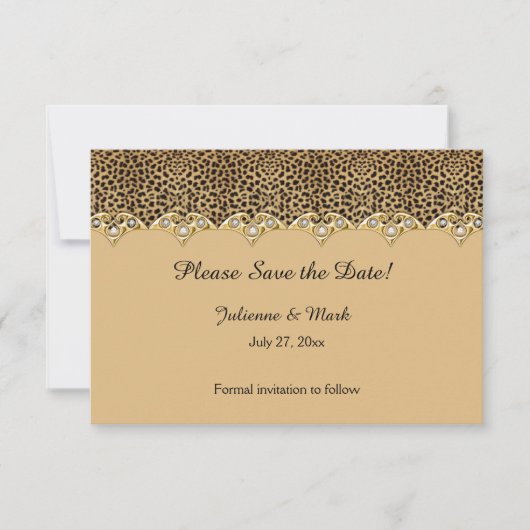 #2 Lopard print Gold Diamonds Bespaar op datum Save The Date (Voorkant)