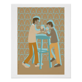 2 mannen bij praattafel perfect poster