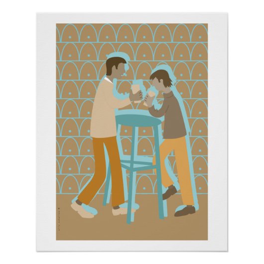 2 mannen bij praattafel perfect poster (Voorkant)