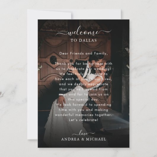 2 Mariage photo foncé - Lettre d'accueil Carte Iti (Devant)