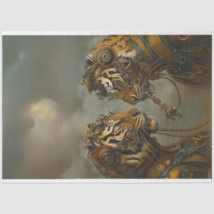 2 Mechanische Tigers Decoupage Tissuepapier