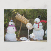 2 Melting Snowmen Carte postale de Noël (Devant)