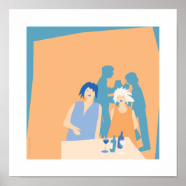 2 men and 2 women in a bar poster