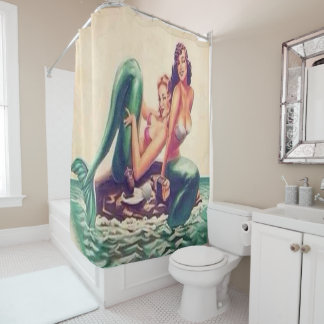 2 mermaïden douchegordijn
