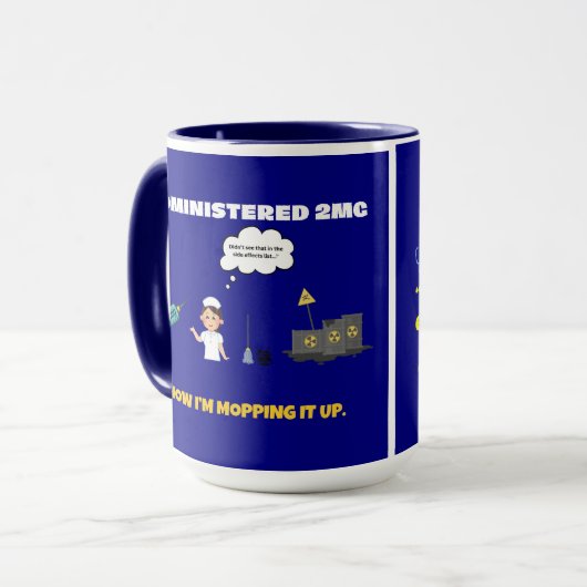 2 mg toegediend. Nu dweil ik het op. Mok (Voorkant links)