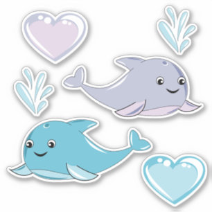 2 mignonette Meilleur Ami Baleines Vinyl Sticker