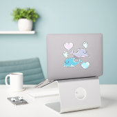 2 mignonette Meilleur Ami Baleines Vinyl Sticker (Ordinateur portable sur le bureau)