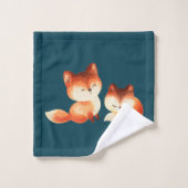 2 mignons Petits Renards Rouges Aquarelle Design (Gant de toilette)