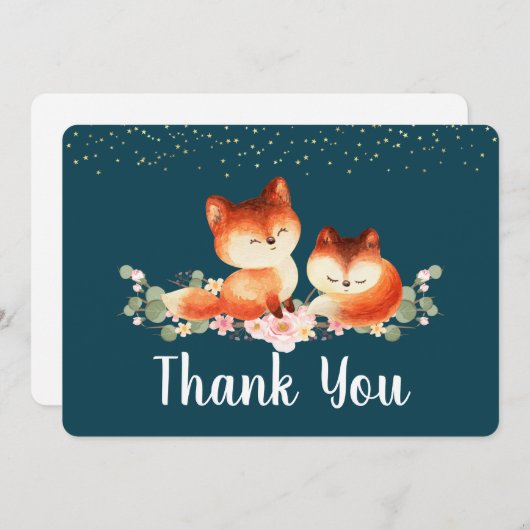 2 mignons petits renards rouges Merci (Devant / Derrière)