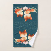 2 mignons renards rouges sous les étoiles (Serviette à main)