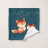 2 mignons renards rouges sous les étoiles (Gant de toilette)