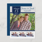 #2 Moderne marine en grijze foto sparen de datum Save The Date (Voorkant / Achterkant)