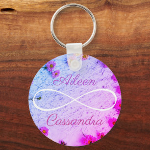 2 Namen Eenvoudig Infinity Symbool Vrienden Bloeme Sleutelhanger