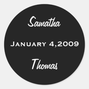 2 Namen met Date Black White Sticker