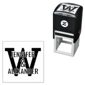 2 Namen Over Eenvoudig Vetgedrukte Single Initiaal Zelfinktende Stempel (In situ)