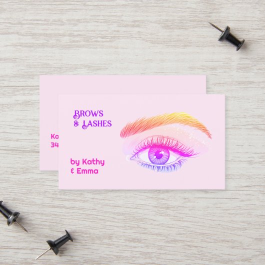 2 namen wenkbrauwen wimpers tech contactkaartje (Voorkant / Achterkant in situ)