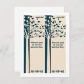 2 Navy / Creme Tree Bladwijzer Save the Date Aankondigingskaart (Voorkant / Achterkant)