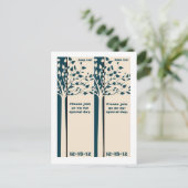 2 Navy / Creme Tree Bladwijzer Save the Date Aankondigingskaart (Staand voorkant)