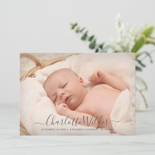 2 Nom de script photo Faire-part de naissance (Debout devant)