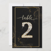 2 Numéros de Table Imprimables Diamant Élégants (Devant)