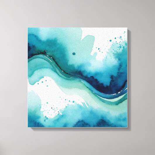 2. Ocean drift blauw waterverf splash art Canvas Afdruk (Voorkant)