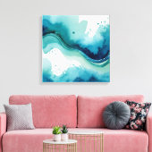 2. Ocean drift blauw waterverf splash art Canvas Afdruk (Insitu (Woonkamer))
