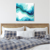 2. Ocean drift blauw waterverf splash art Canvas Afdruk (Insitu (Slaapkamer))