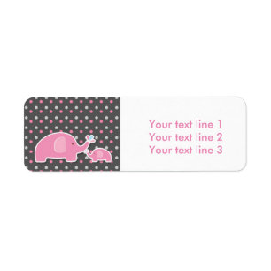 2 Olifanten Baby Shower Roze Moderne Adreslabels Etiket