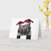 2 paarden met kerstmannenmutsen kaart (Gele Bloem)