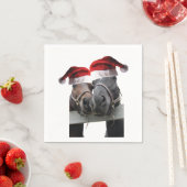 2 Paarden met Petten van de kerstman Servet (Insitu)