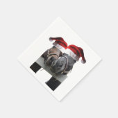 2 Paarden met Petten van de kerstman Servet (Hoek)