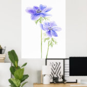 2 paarse anemoon in bloei poster (Thuiskantoor)