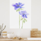 2 paarse anemoon in bloei poster (Keuken)