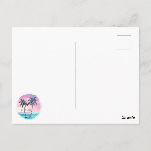 2 palmbomen briefkaart (Achterkant)