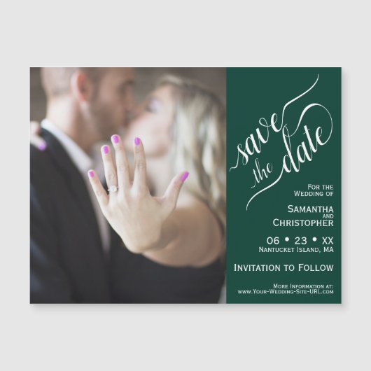2 Pane Fotobruiloft Save the Date Smaragdmagneet (Voorkant)