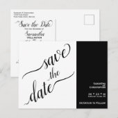 2 Pane Minimale Witte & Zwarte Bruiloft Bewaar de  Briefkaart (Voorkant / Achterkant)