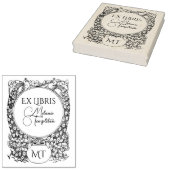 2 pauwen omringen potplant Ex Libris naam Rubberstempel (Gestempeld)