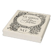 2 Pauwen rond een potplant Ex Libris Naam Rubberstempel (Stempel)