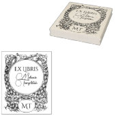 2 Pauwen rond een potplant Ex Libris Naam Rubberstempel (Gestempeld)