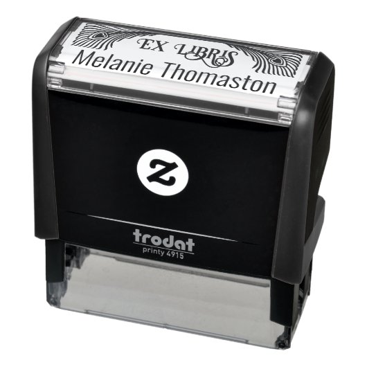 2 Pauwenveren Art Nouveau Ex Libris Bibliotheek Zelfinktende Stempel (Product)