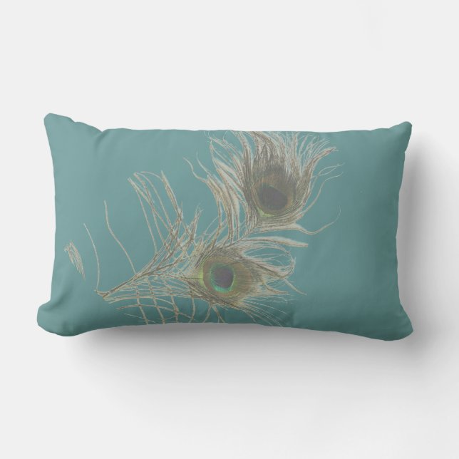 2 Peacock Feathers Pillow Kussen (Voorkant)