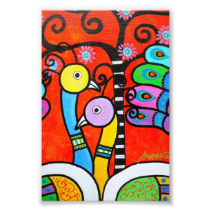 2 Peacocks Foto Afdruk