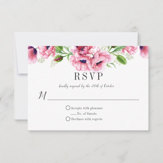 #2 Pépites d'aquarelle rose Végétation RSVP (Devant)