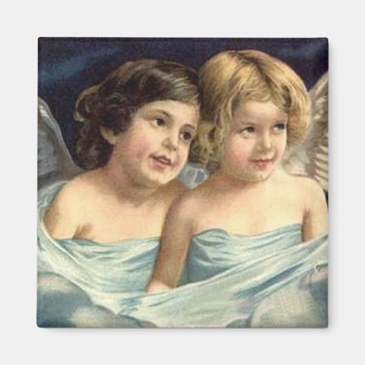 2 Petits Anges en Bleu - Aimant (Devant)