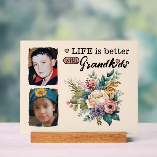 2 petits-enfants photo rose floral (Neutre)